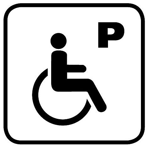 Markierter Behindertenparkplatz Rollstuhl mit dem Buchstaben P