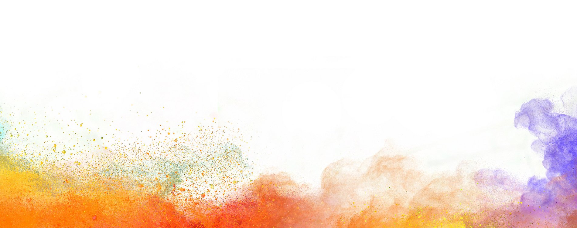 eine bunte Farbwolke in den Farben Lila, Orange, Rot und Grün und Gelb.