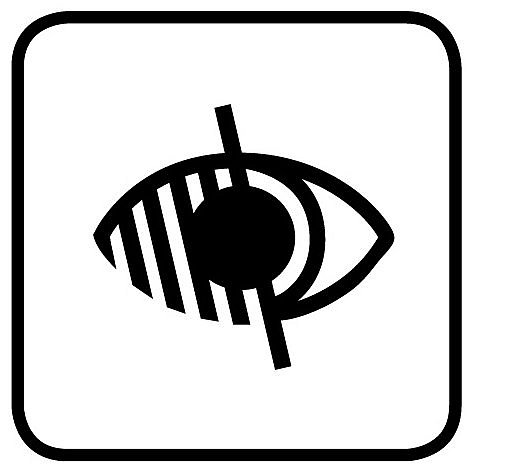 Hilfe für Blinde und Sehbehinderte Auge durchgestrichen