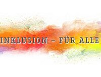 Farbwolke mit Aufschrift Inklusion für Alle