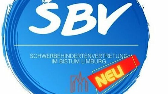 blaues Logo mit SBV -Schwerbehindertenvertretung Bistum Limburg